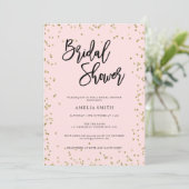 ピンクと金ゴールドグリッターブライダルシャワーパーティーインビタティ 招待状 (スタンド正面)