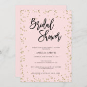 ピンクと金ゴールドグリッターブライダルシャワーパーティーインビタティ 招待状 (正面/裏面)