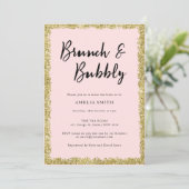 ピンクと金ゴールドグリッターブライダルシャワーパーティー 招待状 (スタンド正面)