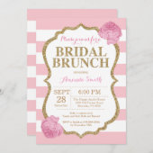 ピンクと金ゴールドグリッターブライダルブランチ招待状 招待状 (正面/裏面)