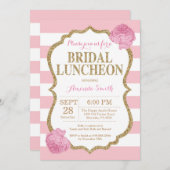 ピンクと金ゴールドグリッターブライダルルンチョン招待状 招待状 (正面/裏面)