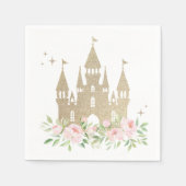 ピンクと金ゴールドグリッタープリンセス誕生日 スタンダードカクテルナプキン (正面)