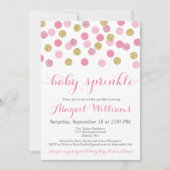 ピンクと金ゴールドグリッターベビー散布招待状 招待状 (正面)