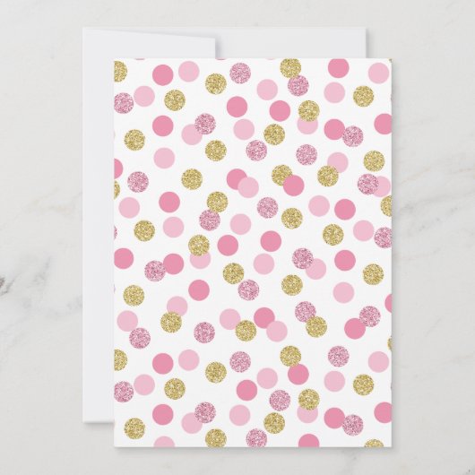 ピンクと金ゴールドグリッターベビー散布招待状 招待状 (裏面)
