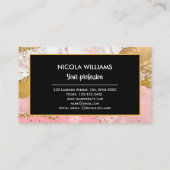 ピンクと金ゴールドグリッターマーブルゲート 名刺 (裏面)