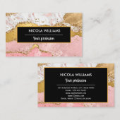 ピンクと金ゴールドグリッターマーブルゲート 名刺 (正面/裏面)