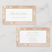 ピンクと金ゴールドグリッターリーフエレガント美しいブティック 名刺 (正面/裏面)