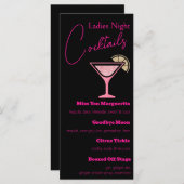 ピンクと金ゴールドグリッターレディースナイトカクテル メニュー (正面/裏面)