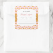 ピンクと金ゴールドグリッター女の子の赤ちゃんシャワー本のプレート スクエアシール (バッグ)