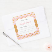 ピンクと金ゴールドグリッター女の子の赤ちゃんシャワー本のプレート スクエアシール (封筒)