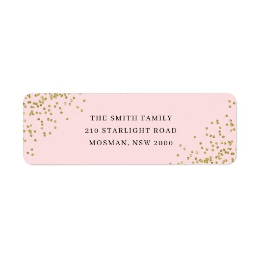 ピンクと金ゴールドグリッター差出人住所ラベル ラベル (正面)