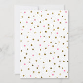ピンクと金ゴールドグリッター紙吹雪ムーンベビーシャワー 招待状 (裏面)
