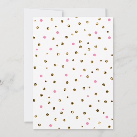 ピンクと金ゴールドグリッター紙吹雪ムーンベビーシャワー 招待状 (裏面)