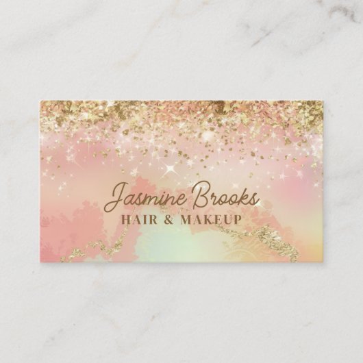 ピンクと金ゴールドグリッター美しい 名刺 (正面)