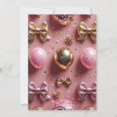 ピンクと金ゴールドグリッター誕生日招待状 招待状 (裏面)