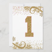 ピンクと金ゴールドグリッター1歳の誕生日ウィンターワン 招待状 (裏面)