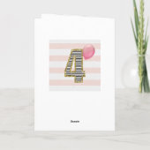 ピンクと金ゴールドグリッター4th誕生日 カード (裏面)