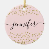 ピンクと金ゴールドグリッター セラミックオーナメント (正面)