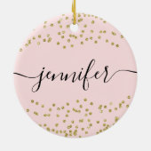 ピンクと金ゴールドグリッター セラミックオーナメント (裏面)