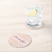 ピンクと金ゴールドグリッター ペーパーコースター (インサイチュ)