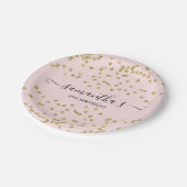 ピンクと金ゴールドグリッター ペーパープレート (アングル)