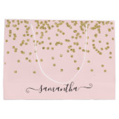 ピンクと金ゴールドグリッター ラージペーパーバッグ (裏面)