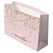 ピンクと金ゴールドグリッター ラージペーパーバッグ (裏面アングル)