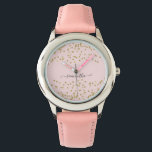 ピンクと金ゴールドグリッター 腕時計<br><div class="desc">ピンクと金ゴールドグリッターのコレクションとコーディネート結婚できるようにデザインされた、ピンクの背景に金ゴールドグリッターを搭載した縁どかわいいウォッチ。このデザインの高度なカスタマイズについてクリックは、上の「カスタマイズ」ボタンをクリックして下さい。なお、グリッターは印刷効果であり、物理的なグリッター片ではない。何か連絡質問があれば私に頼む！</div>