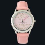 ピンクと金ゴールドグリッター 腕時計<br><div class="desc">ピンクと金ゴールドグリッターのコレクションとコーディネート結婚できるようにデザインされた、ピンクの背景に金ゴールドグリッターを搭載した縁どかわいいウォッチ。このデザインの高度なカスタマイズについてクリックは、上の「カスタマイズ」ボタンをクリックして下さい。なお、グリッターは印刷効果であり、物理的なグリッター片ではない。何か連絡質問があれば私に頼む!</div>