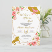 ピンクと金ゴールドケンタッキーダービーブライダルシャワー 招待状 (スタンド正面)