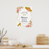 ピンクと金ゴールドケンタッキー・ダービーウェルカムサイン ポスター (キッチン)