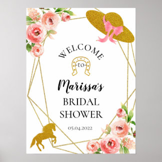 ピンクと金ゴールドケンタッキー・ダービーウェルカムサイン ポスター