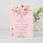 ピンクと金ゴールドシック花模様ブランチ&バブリー 招待状 (スタンド正面)