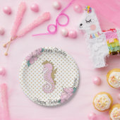 ピンクと金ゴールドシーホースジェムストーン紙プレート ペーパープレート (パーティー)