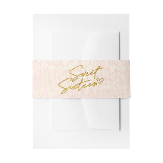 ピンクと金ゴールドスウィート16パーティー 招待状ベリーバンド (正面例)