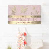 ピンクと金ゴールドスウィート16誕生日 横断幕 (インサイチュ)