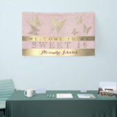 ピンクと金ゴールドスウィート16誕生日 横断幕 (トレードショー)