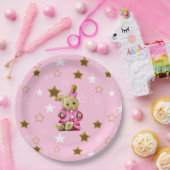 ピンクと金ゴールドスターズ&バニー紙プレート ペーパープレート (パーティー)