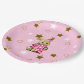 ピンクと金ゴールドスターズ&バニー紙プレート ペーパープレート (アングル)