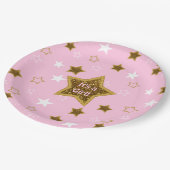 ピンクと金ゴールドスターズIts aガール紙プレート ペーパープレート (アングル)