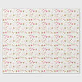 ピンクと金ゴールドスター名前をカスタムする誕生日 ラッピングペーパー (フラット)