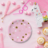 ピンクと金ゴールドスター紙プレート ペーパープレート (パーティー)