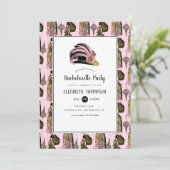 ピンクと金ゴールドスチームパンクバチェロレッテ 招待状 (スタンド正面)