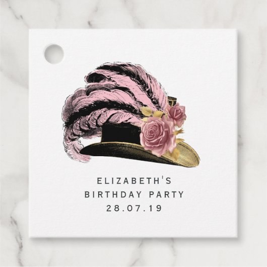 ピンクと金ゴールドスチームパンク フェイバータグ (正面)