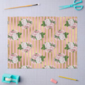 ピンクと金ゴールドストライプとバラの分離 薄葉紙 (クラフト)