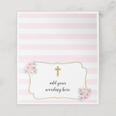 ピンクと金ゴールドストライプのフローラモダン宗教 プレイスカード (外部開封)