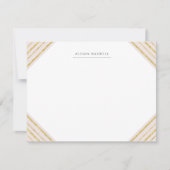 ピンクと金ゴールドストライプのモノグラムの文房具 ノートカード (正面)