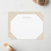 ピンクと金ゴールドストライプのモノグラムの文房具 ノートカード (正面/裏面インサイチュ)