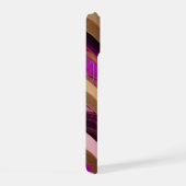 ピンクと金ゴールドストライプの電話代 iPhone 15ケース (右側面)