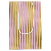 ピンクと金ゴールドストライプ ミディアムペーパーバッグ (裏面)